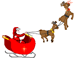 santa with sleigh and reindeer rudolph red nose animated gif