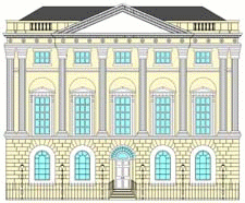 architecturally stylish building with gaslights animated gif