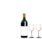 bottle of red wine pouring into two glasses cabernet merlot zinfandel animated gif