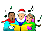 three carolers singing animated gif