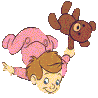 baby with teddy bear flying animated gif