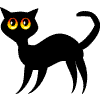 cartoon black cat with big eyes blinks animated gif