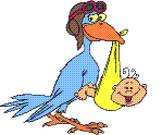 blue stork holds baby animated gif