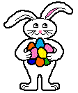 easter rabbit with a clutch of colored eggs animated gif