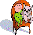 child in chair with dog animated gif