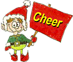 christmas elf hold sign cheer love animated gif