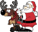 Santa harnessing reindeer animated gif
