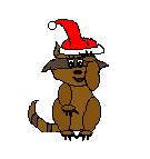 christmas racoon with red hat animated gif