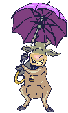 cow with purple umbrella animated gif