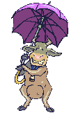 cow with purple umbrella animated gif