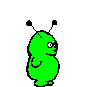 green friendly space creature with antennae animated gif
