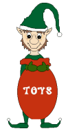 elf holds sack of toys animated gif