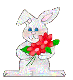 rabbit holding red flowers animated gif