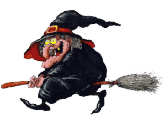 flying halloween witch animation