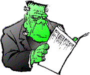 frankenstein monster reading newspaper animated gif