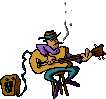 cowboy playing a guitar and smoking a cigarette animated gif