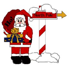 Santa Clause with presents says ho ho ho animated gif