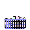 cat sleeps laundry basket pops head up animated gif