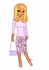 blonde girl pink outfit with matching purse animated gif