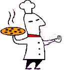 chef with baked pizza pie animated gif