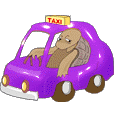 turtle driving purple taxi animated gif