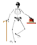 skeleton with top hat and cane dances animated gif