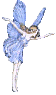 glittering fairy with blue dress and wings animated gif