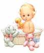 baby bath tub with teddy bears animated gif