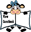 black and white cow says moo u guestbook animated gif