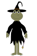 halloween frog dressed in witch costume animation