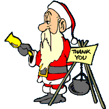 glum santa claus collecting money bell ringer thank you animated gif